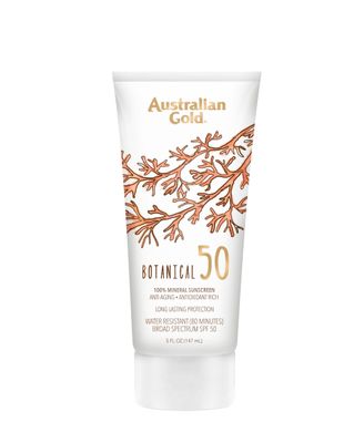 Australian Gold Botanical SPF 50 Mineral Sunscreen Lotion, 5 Ounce, Non-Chemical Sunblock with Titanium Dioxide &amp; Zinc Oxide, Native-Australian Ingredients, Water-Resistant, Citrus Oasis Scent