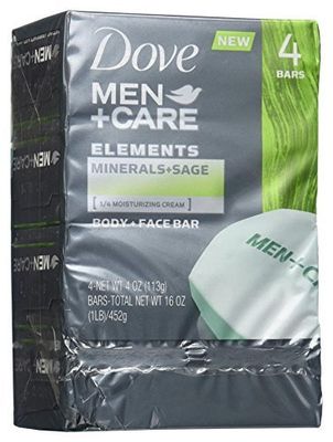 Dove Men+Care Elements Bar Minerals and Sage, 4 Ounce, 4 bars