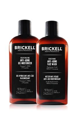 Brickell Men&#39;s Products Enhancing Gel Anti-Aging Routine, Gel Facial Cleanser and Gel Face Moisturizer, Men&#39;s Skin Care Gift Set