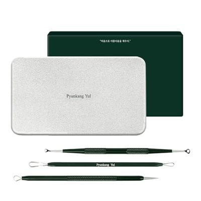 [PKY] Pyunkang Yul Zit Extractor Set, Tin Case included, Extractor Tools for Zit Removal on Face, Stainless Steel Slip Free Use (3 Piece Kit)