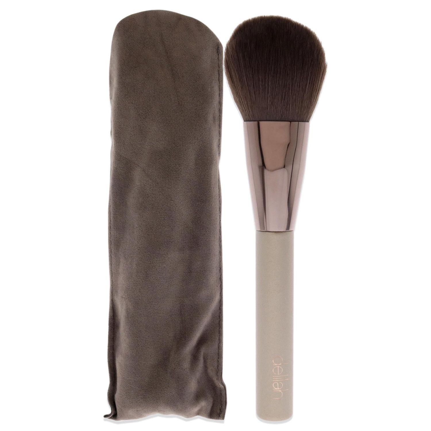 delilah - Large Powder Complexion Brush - Flat, Arched Shaped - Synthetic Fibre Blends - Loose or Pressed Powders - Wooden HAndle - For all Skin Type - Cruelty Free - 1 Pc