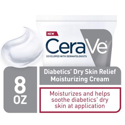 CeraVe Moisturizing Cream for Diabetics Dry Skin, Urea Cream with Bilberry for Face and Body, Fragrance Free &amp; Paraben Free, 8 Ounce