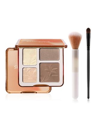 Face Sculpting Contour Palette, Matte Shimmer Makeup Palette for Natural/Yellowish Skin, Highlight Bronzer Powder Palette, Ultra-fine Powder, Easy to Blend, Contour Makeup with Mirror and Brushes-02