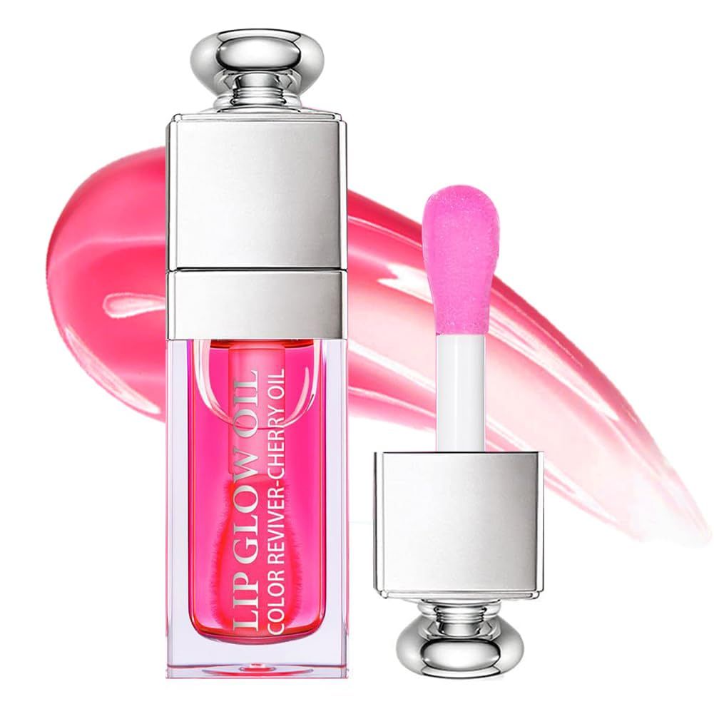 GECOMO Moisturizing Lip Oil,No-Sticky Lip Gloss Lip Balm Lip Care,Fruit Flavoured Lip Oil For Dry Lip&#39;s Moisturizing Hydrating And Nourishing (007#RASPBERRY) 0.2 OZ