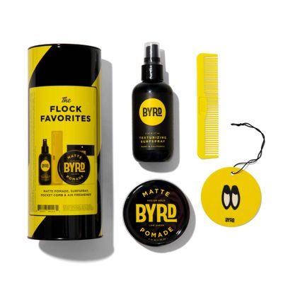 BYRD The Flock Favorites - Gift Set with Matte Pomade, Surfspray, Pocket Comb and Air Freshener