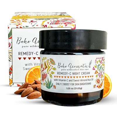 Boho Aromatic Remedy-C Night Cream, Facial Cream Skin Care, Vitamin C Face Serum in a Cream for face, Anti-Aging, Vitamin C Skincare, Natural and Organic Facial Moisturizer in a Glass Jar