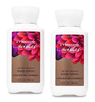 Bath and Body Works 2 Pack 24 Hour Moisture A Thousand Wishes Travel Size Body Lotion 3 Oz.