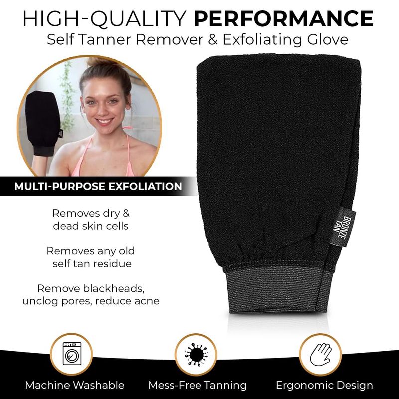 Bronze Tan Self Tanner Remover &amp; Skin Exfoliating Glove For Sunless Tanning Best Self Tan Remover Glove for Easy and Painless Sunless Tan Removal Try it with Our Self Tan Removal Mousse!