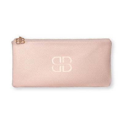 Beautifect Pouch - Makeup Pouch for Make Up, Brushes and Skincare - Makeup Organizer Bag for Travelling - Vegan Leather Makeup Bag, Nude