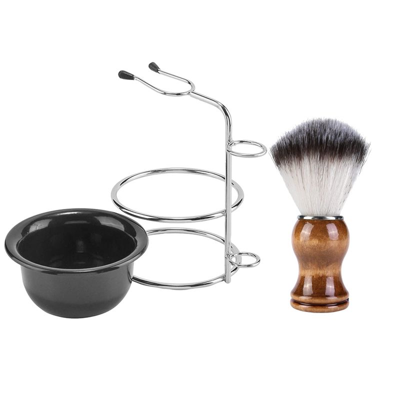 Aethland Mens Shaving Brush Kit, Soft Hair Shaving Brush, Stainless Steel Shave Brush Holder &amp; Acrylic Soap Bowl Mug for Men Barber Shave Kit