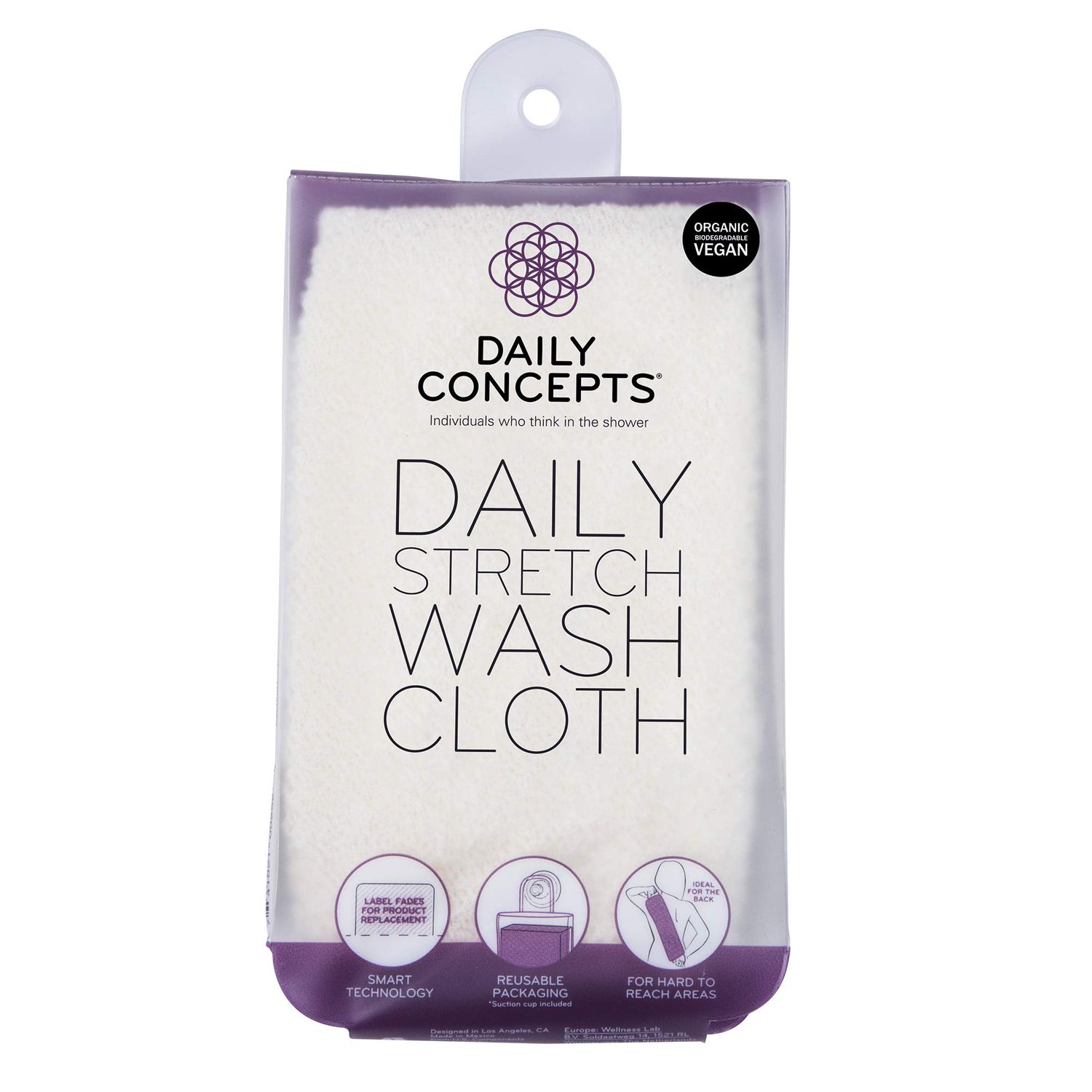 Daily Concepts - Daily Stretch Wash Cloth Reusable Packaging for Whole Body Exfoliation, Stretches Upto Three Times its Size, Vigorous Texture Safe for All Skin Types 68g
