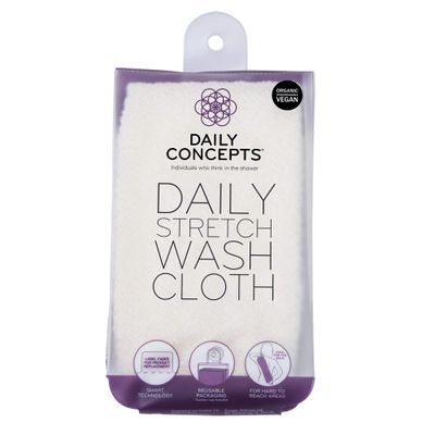Daily Concepts - Daily Stretch Wash Cloth Reusable Packaging for Whole Body Exfoliation, Stretches Upto Three Times its Size, Vigorous Texture Safe for All Skin Types 68g