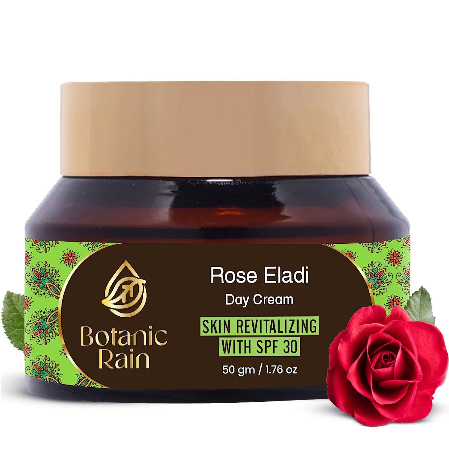 Botanic Rain Face Moisturizer With SPF 30 With Rose And Eladi, SPF Face Moisturizer Organic, Ayurveda Products For Every Skin Type - Vegan, Cruelty Free 1.76 oz