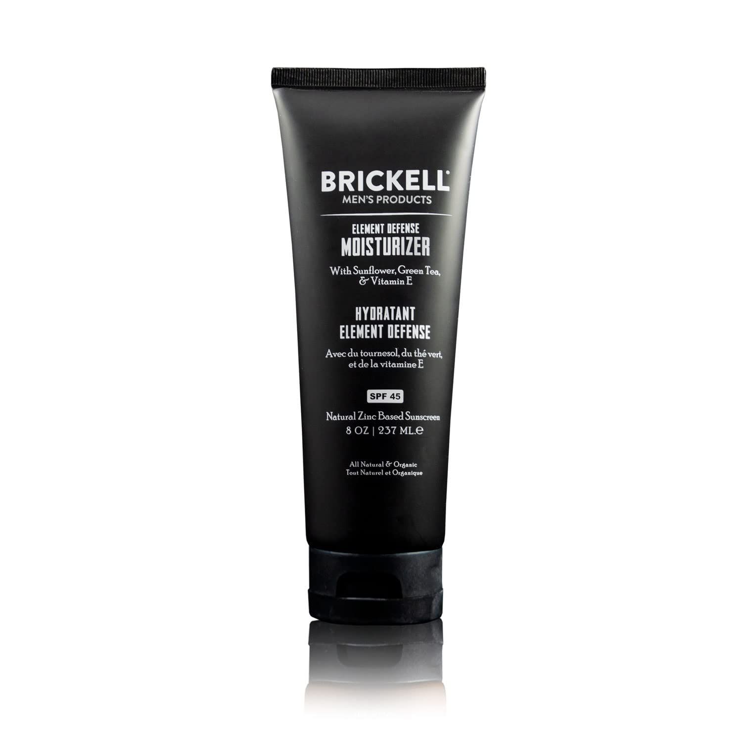 Brickell Men&#39;s Element Defense SPF45 Moisturizer for Men, Natural &amp; Organic, Zinc Oxide Mineral Sunscreen, Hydrates and Protects Skin Against UVA/UVB Rays, 8 Ounce, Unscented