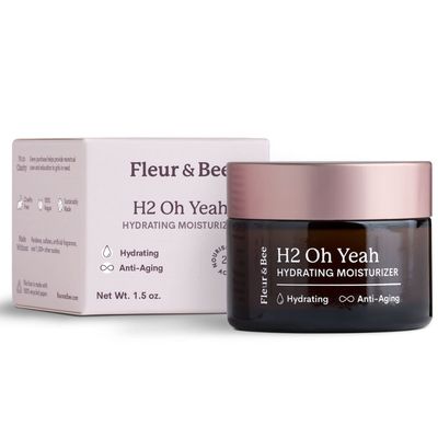 FLEUR &amp; BEE Ultra Hydrating Moisturizer | Clean, 100% Vegan | Super Intense Hydration Moisturizer for Dry Skin with Anti Aging Properties | H2 Oh Yeah 1.5 oz