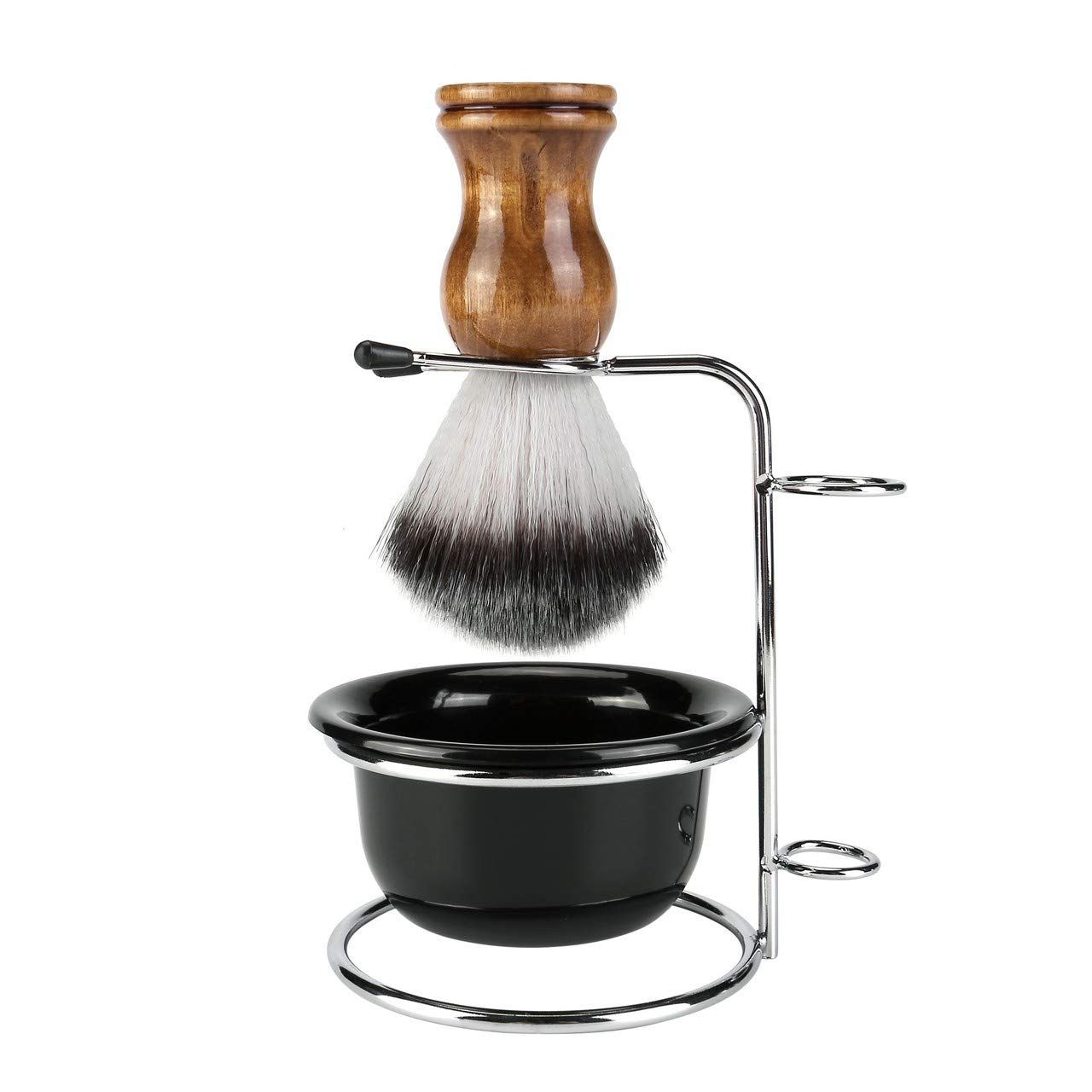 Aethland Mens Shaving Brush Kit, Soft Hair Shaving Brush, Stainless Steel Shave Brush Holder &amp; Acrylic Soap Bowl Mug for Men Barber Shave Kit