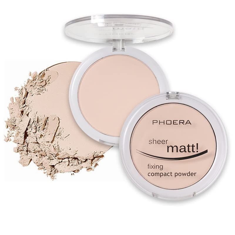2 Pack PHOERA Matte Face Powder, Control Oil Brighten Skin Color Cover Blemish Makeup Face Setting Setting Powder  201-Translucent