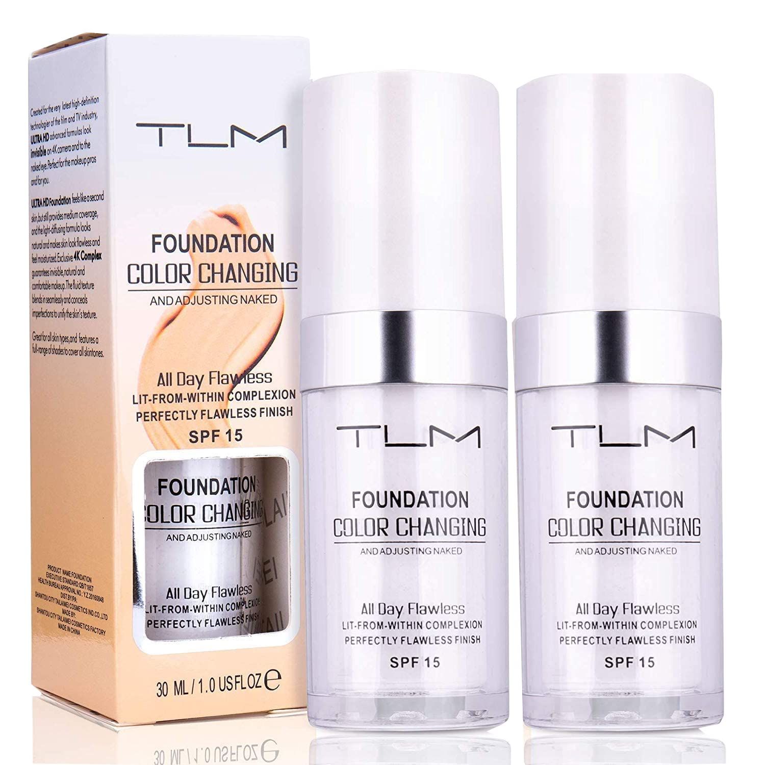 30ml TLM Concealer Cover Cream Flawless Colour Changing Foundation Makeup Base Nude Face Liquid Cover Concealer Changing Warm Skin Tone Moisturising Cover for women &amp; girls(2pcs)