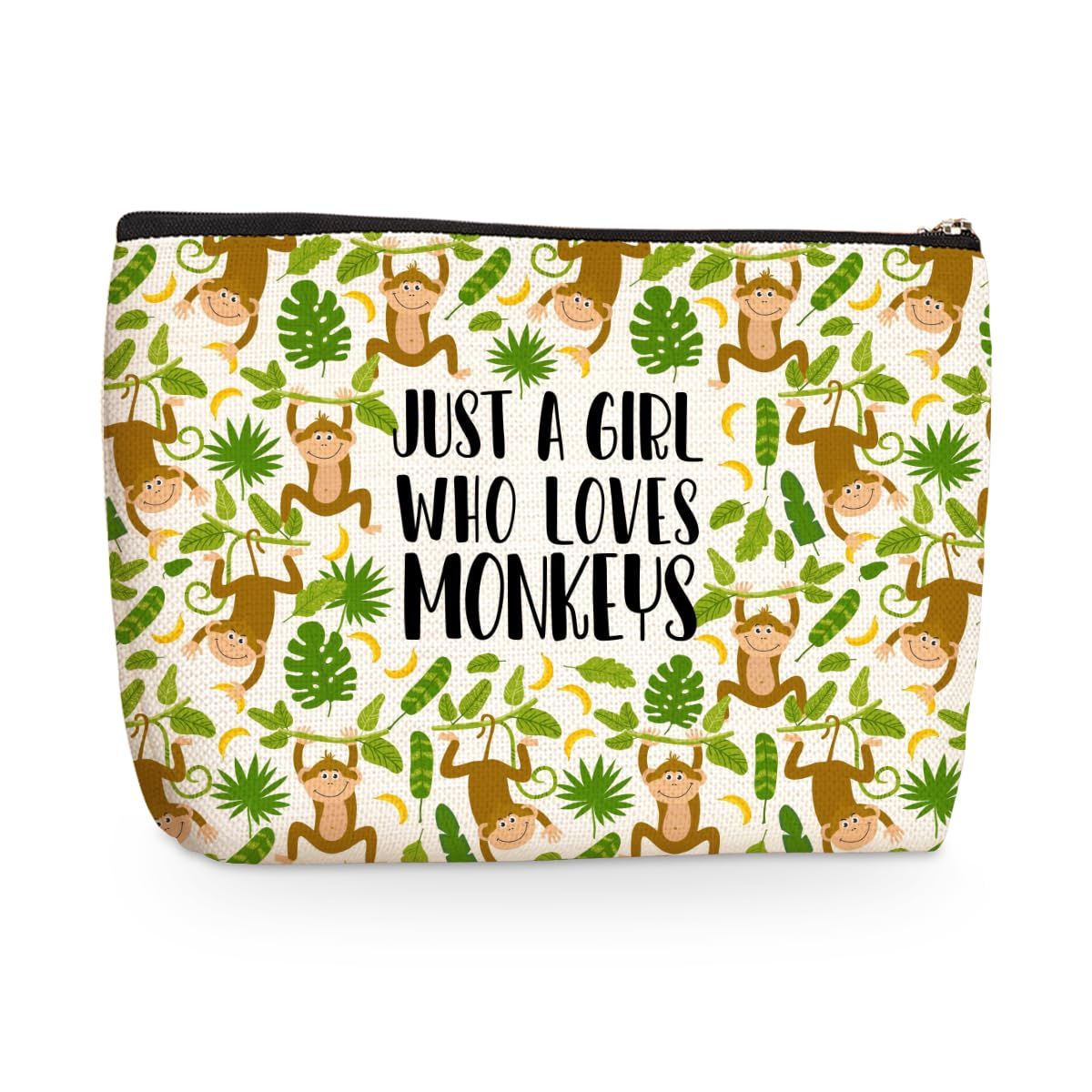 Cute Monkey Print Makeup Bag Monkey Gifts Cosmetic Travel Bag Monkey Accessories Decor Stuff for Animal Monkey Lovers Women Girls Sister Best Friend Mom Funny Skincare Bag for Christmas Birthday