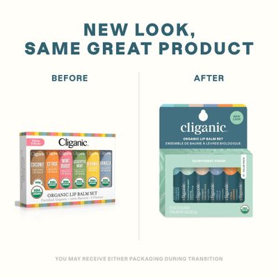 Cliganic USDA Organic Lip Balm Set - 6 Flavors - 100% Natural Moisturizer for Cracked &amp; Dry Lips (Packaging May Vary)