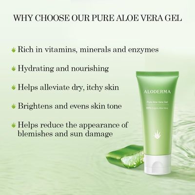 Aloderma 99% Organic Aloe Vera Gel Made within 12 Hours of Harvest, Refreshing Travel Size Aloe Vera Gel for Face &amp; Body, Cooling, Soothing Instant Relief for Skin &amp; Sunburn, Hydrating Aloe Gel, 1.5oz