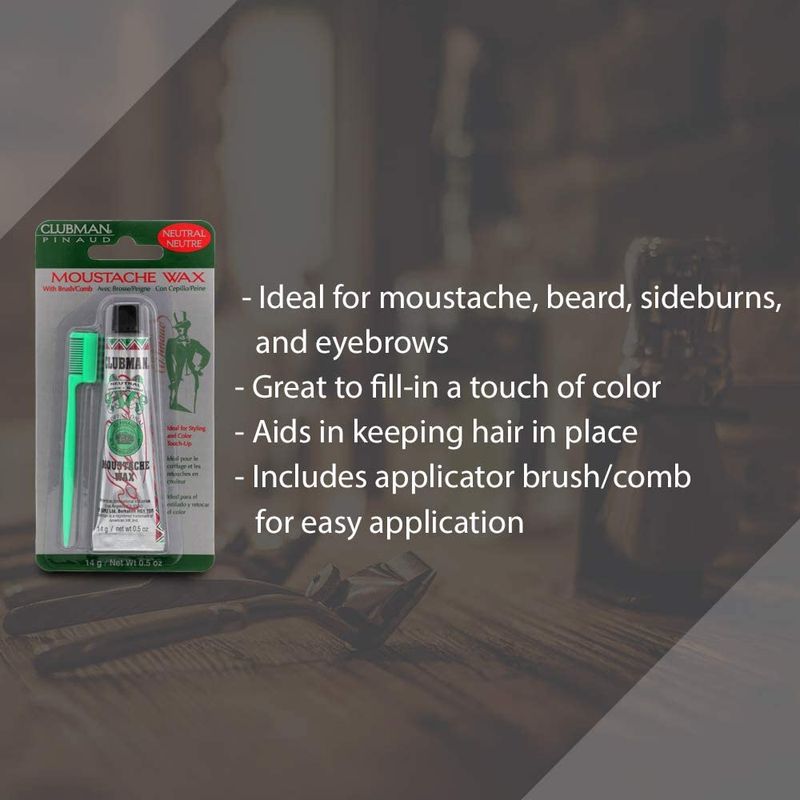 Clubman Moustache Wax Neutral 0.50 oz (Pack of 4)