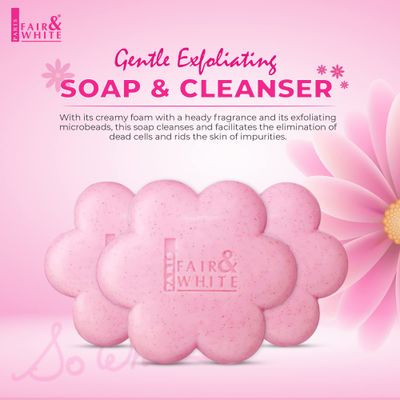 Fair &amp; White So White Skin Brightening Soap - 200g / 7 oz - Exfoliating Soap, Helps to Reduce Blemishes on: Body, Knees, Underarms, Armpit