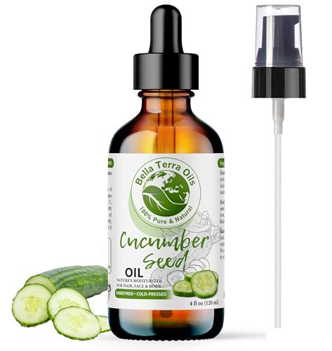 Bella Terra Oils - Cucumber Seed Oil 4oz - A Symphony of Nutrients &amp; Essential Fatty Acids, Cucumber&#39;s Gift for Lustrous Skin Brilliance