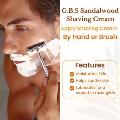 G.B.S Sandalwood Shaving Cream for Sensitive Skin, Hydrates, Nourishes for Close Smooth Shave, Protects Skin from Cuts, Bumps, Redness and Irritation Pack of 1