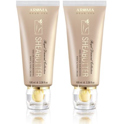 AROMA DEAD SEA Shea Butter Foot And Nail Cream Nourishing And Repair Damaged Skin. Enriched With Tea Tree Oil, Vitamin E And Wheat Germ Oil. Improves Skin Elasticity. (3.5 Fl.oz) (Pack Of 2)