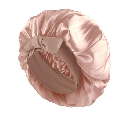 Abeillo Silk Sleep Bonnets for Women, 1PC Adjustable Satin Night Sleeping Cap Silk Bonnets for Sleeping, Hair Bonnet with Tie Band for Curly Hair Braid Women (Champagne)