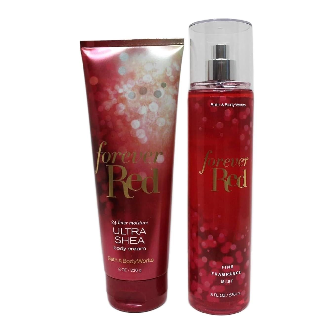 Bath &amp; Body Works Forever Red Set - Fine Fragrance Mist and Ultra Shea Body Cream - Full Size - Packaging Varies