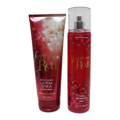 Bath &amp; Body Works Forever Red Set - Fine Fragrance Mist and Ultra Shea Body Cream - Full Size - Packaging Varies
