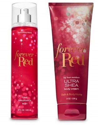 Bath &amp; Body Works Forever Red Set - Fine Fragrance Mist and Ultra Shea Body Cream - Full Size - Packaging Varies