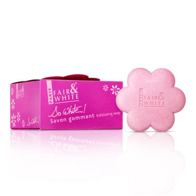 Fair &amp; White So White Skin Brightening Soap - 200g / 7 oz - Exfoliating Soap, Helps to Reduce Blemishes on: Body, Knees, Underarms, Armpit