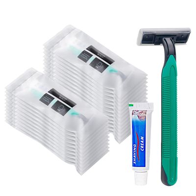 30 Pack Travel Size Shaving kit Bulk Individually Wrapped,Twin Blade Disposable Razors with 0.17 OZ Shaving Cream for Men,Men safety Razor Blades Supply for Hotel,Travel,Airbnb,Homeless,Guest Room