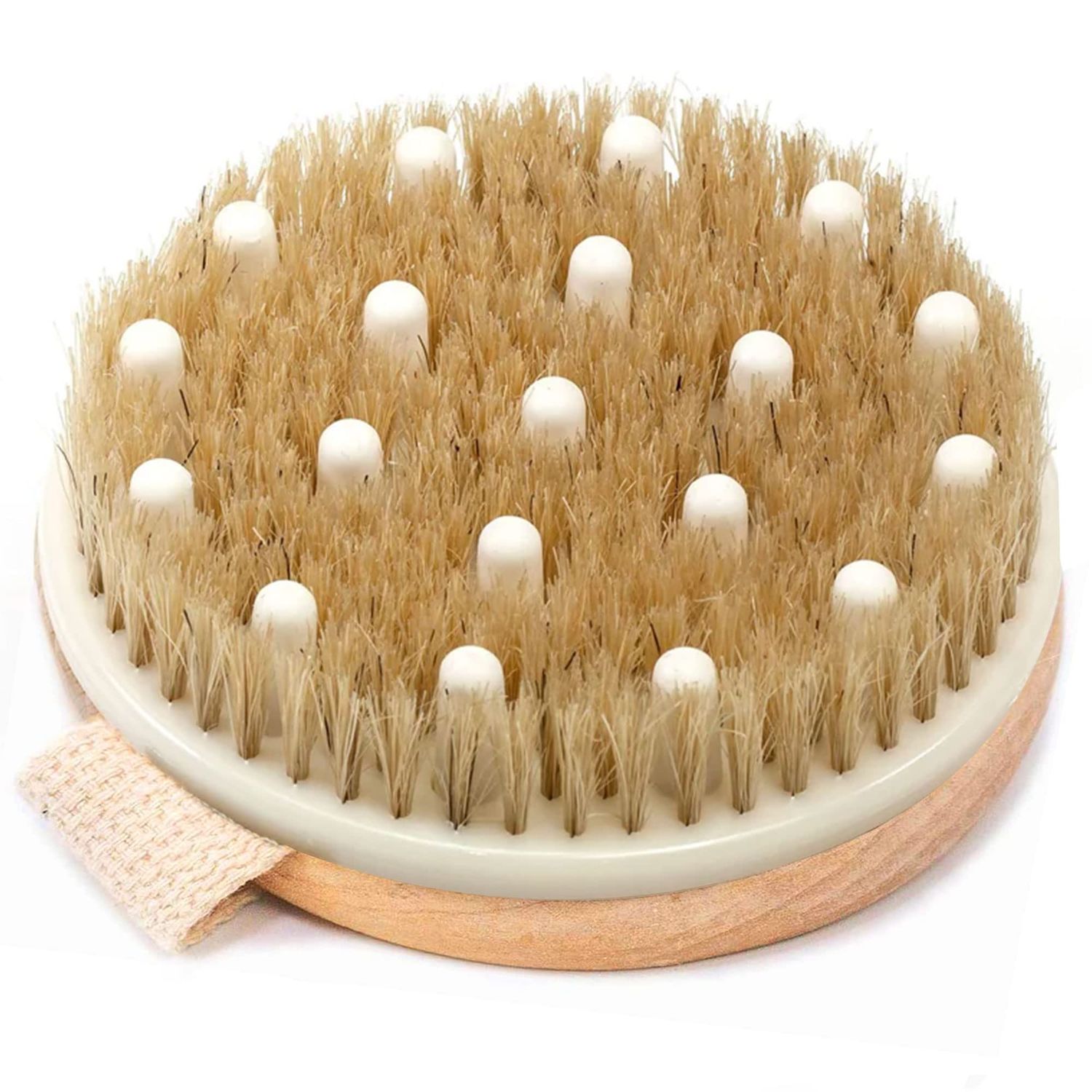 Dry Brushing Body Brush for Lymphatic Drainage &amp; Cellulite - Round Dry Brush for Body Natural Bristle Body Brush for Showering - Skin Brush for Dry Brushing Bath and Exfoliating