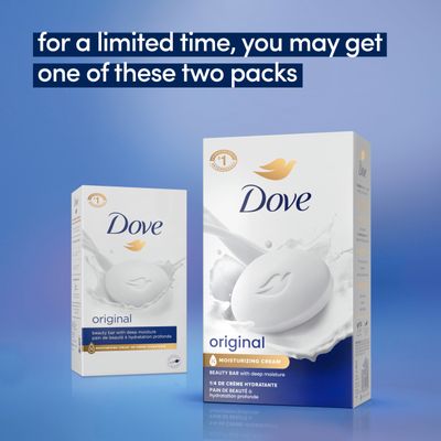 Dove Beauty Bar Soap Original 4 Count for Soft, Smooth Skin, with 1/4 Moisturizing Cream 3.75 oz