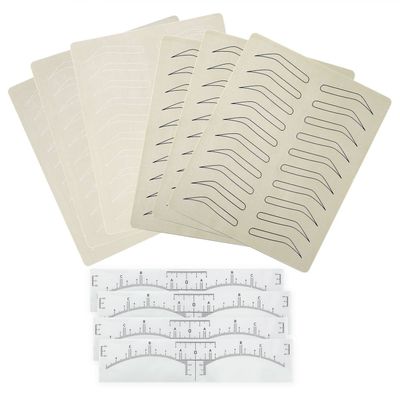 6 Pieces Eyebrow Skin Latex Microblading Practice Skin Practice Sheet with 4pcs Eyebrow Ruler No Ink Needed Practice Skin Double Sided Practice Skin