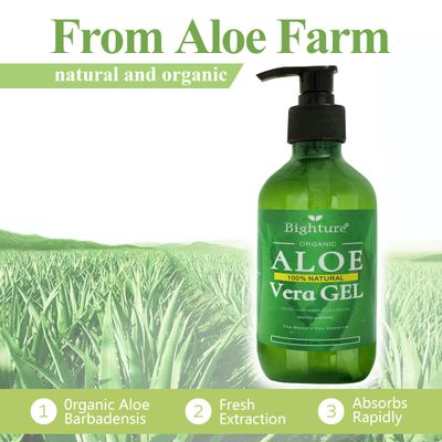 BIGHTURE Aloe Vera Gel, 100% Aloe Vera Organic from Freshly Cut Aloe Leaves, Skin Care for Deeply &amp; Rapidly Soothing, Firming, After Shave, Sunburn Relieve, etc