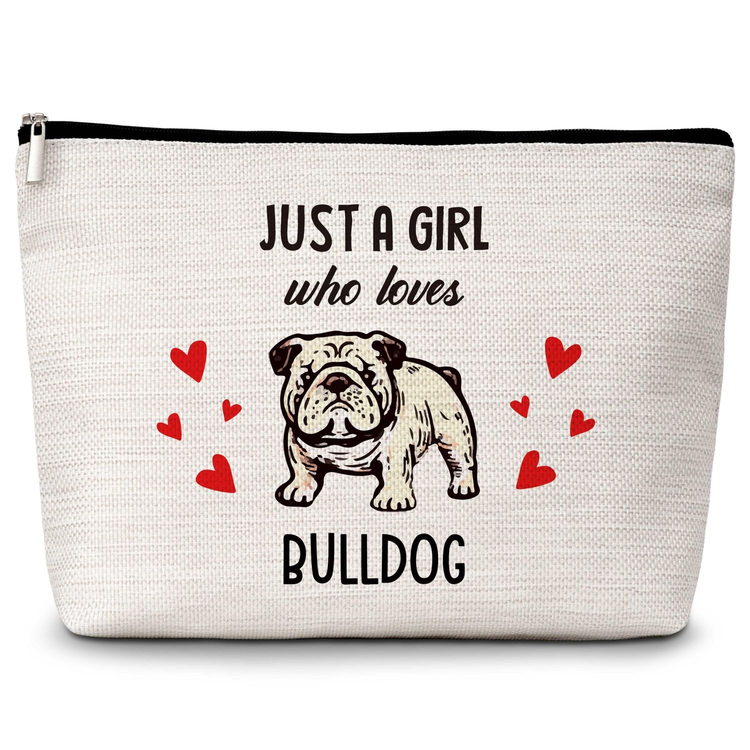 Dog Lover Gift Makeup Bags, Just A Girl Who Loves Dogs Cosmetic Bag, Bulldog Makeup Pouch Gifts for Dog Lovers Pet Owners, Birthday Christmas Gifts for Girls Women Friends -70