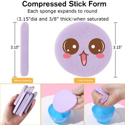 Facial Sponge Compressed,60 Pcs PVA Professional Makeup Removal Wash Round Face Sponges Spa Pads Exfoliating Cleansing for Women,Blue,Purple