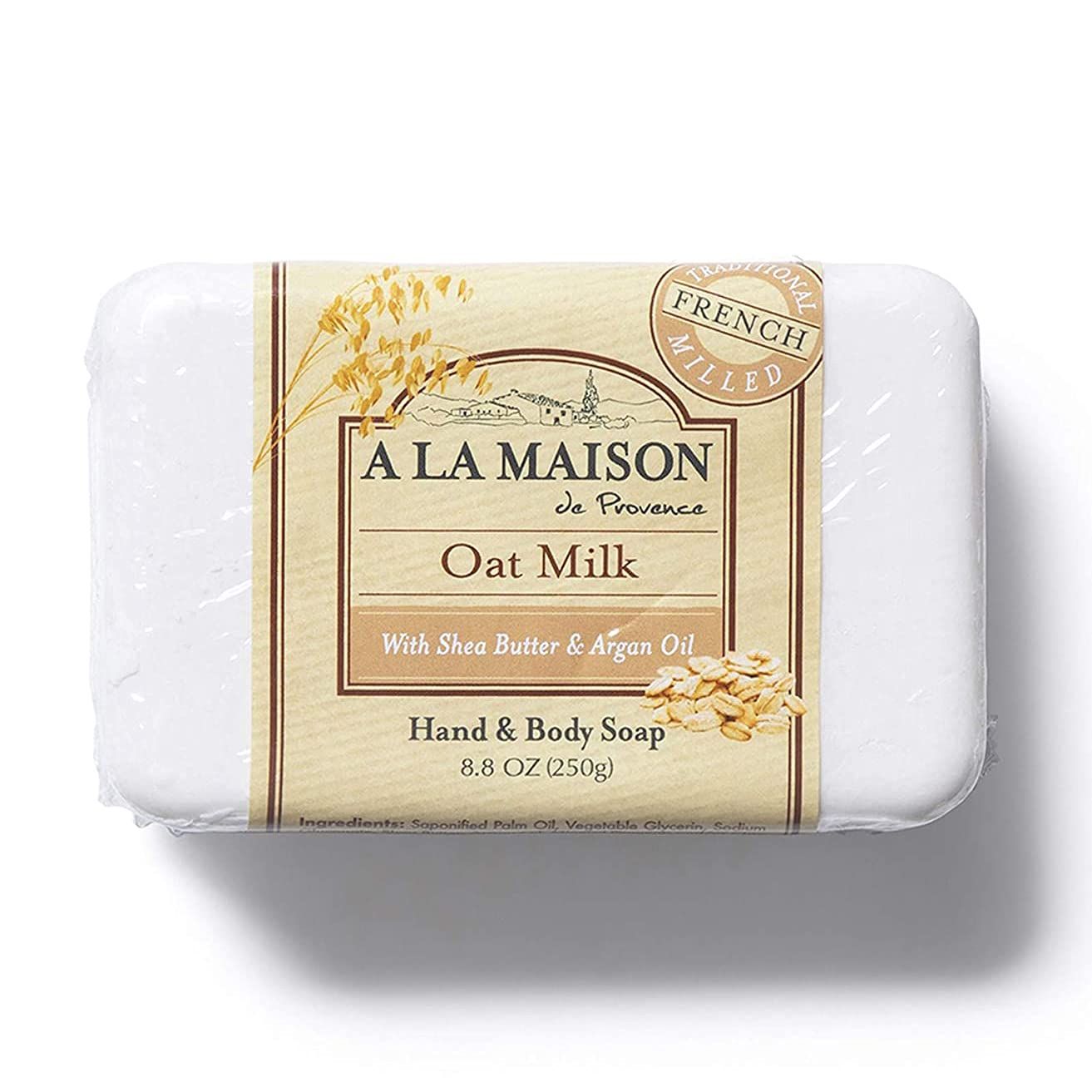 A LA MAISON Oat Milk Bar Soap - Triple French Milled Natural Moisturizing Hand Soap Bar (1 Bar of Soap, 8.8 oz)