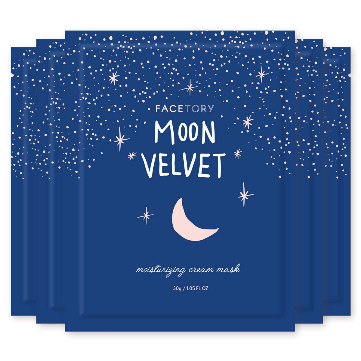 FACETORY K Beauty Face Mask Skin Care - MOON VELVET MOISTURIZING Sheet Mask with Sodium Hyaluronate &amp; Shea Butter Cream | Moisturizing Cream Mask (5 Pack)