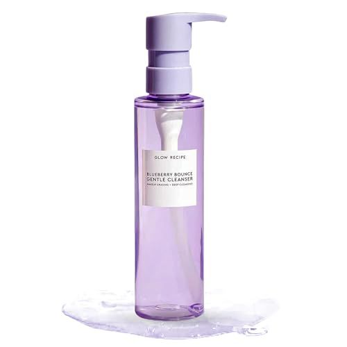 Glow Recipe Blueberry Bounce Gentle Face Cleanser - 3-in-1 Foaming Double Cleanser, Makeup Remover Face Wash &amp; Clarifying Mask - Hydrating Hyaluronic Acid, Blueberry Extract &amp; Exfoliating AHA (160ml)