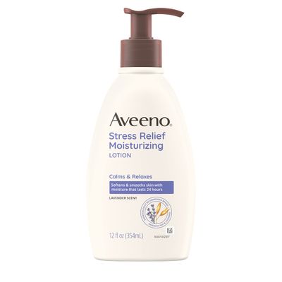 Aveeno Daily Stress Relief Body Lotion with Lavender Scent for Moisturizing , Natural Oatmeal to Calm &amp; Relax, Non-Greasy, 12 fl. oz