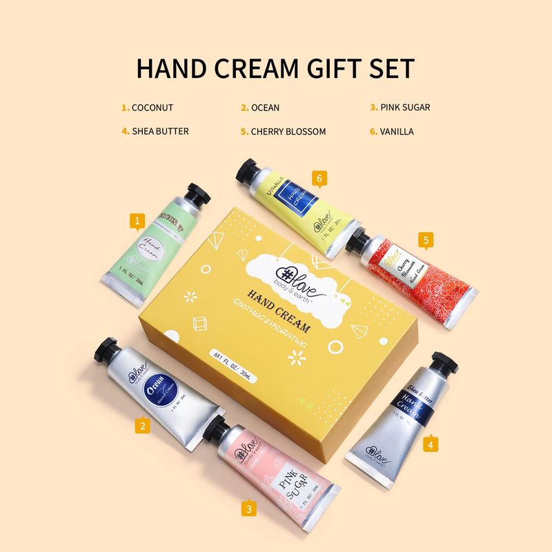 BODY &amp; EARTH # LOVE Hand Cream Gift Set Hand Lotion Sets for Women Gift, Pack of 6 Advanced Repair Hand Cream for Dry Hands Non-greasy Best Birthday Christmas Gift for Women Gift Ideas