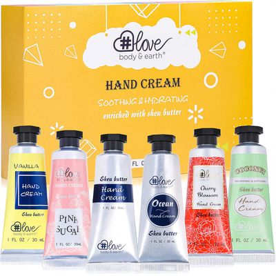 BODY &amp; EARTH # LOVE Hand Cream Gift Set Hand Lotion Sets for Women Gift, Pack of 6 Advanced Repair Hand Cream for Dry Hands Non-greasy Best Birthday Christmas Gift for Women Gift Ideas