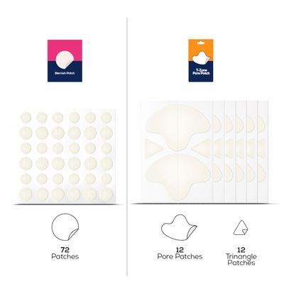 Hanhoo Blemish Patch and T-Zone Pore Patch Bundle, 96 Total Patches, Hydrocolloid Patches for Clogged Pores and Pimples, Shrinks Pimples, Blackhead and Acne Treatment, Korean Skincare