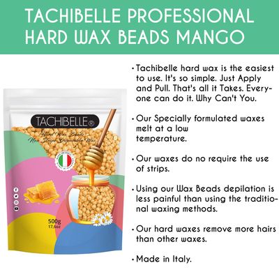 Easy to Use Hard Wax Beans,Hair Removal Full Body Brazilian Bikini Beads Waxing for Sensitive Skin Face Bikini Legs Eyebrow Passionfruit 500g/1.1 lb Made In Italy (Mango)